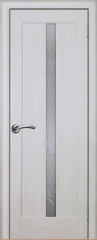 Межкомнатная дверь Миланика. Цвет беленый дуб, узкое стекло